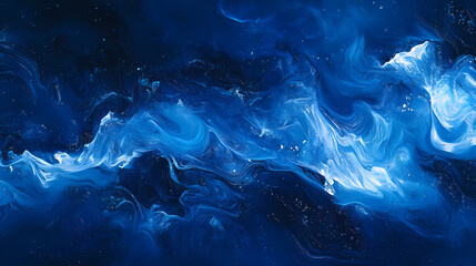 Obraz premium Deep blue ocean surface reflecting the faint light of the seafloor, sea floor reflection, deep blue ocean surface, waves, underwater scene. Seafloor. Illustration
