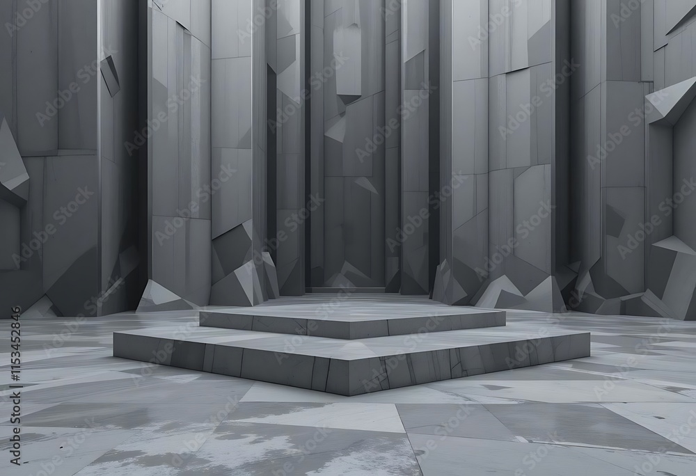 Poster abstract grey geometric structure platform