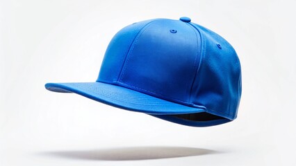 Floating Blue Snapback Cap: Clean Minimalist Product Photography