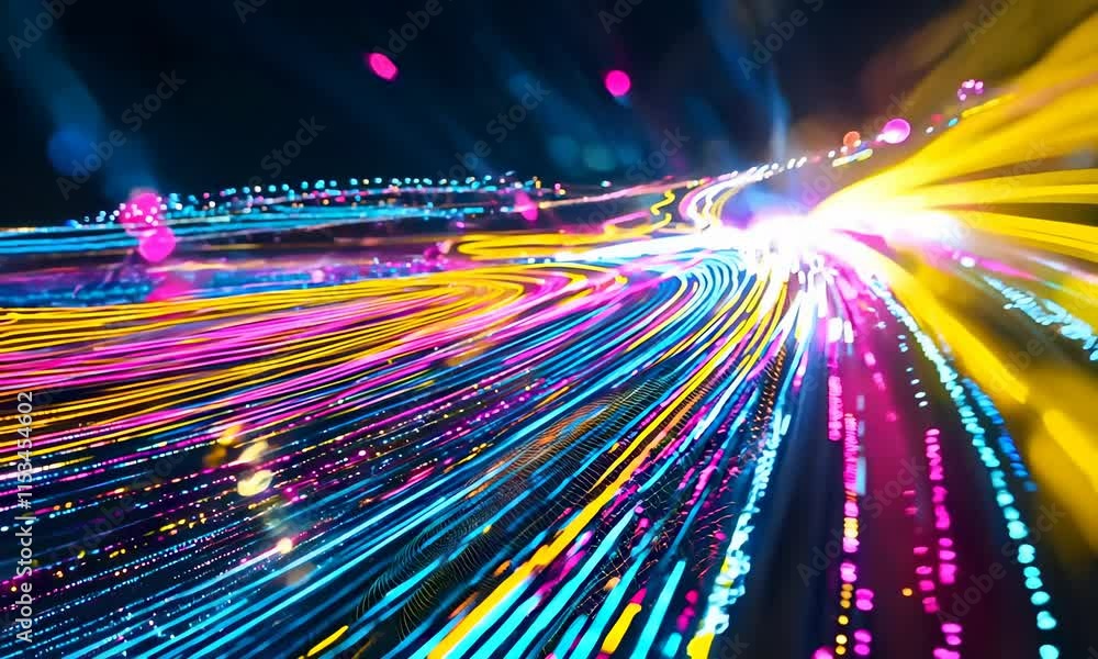 Poster dynamic colorful light trails