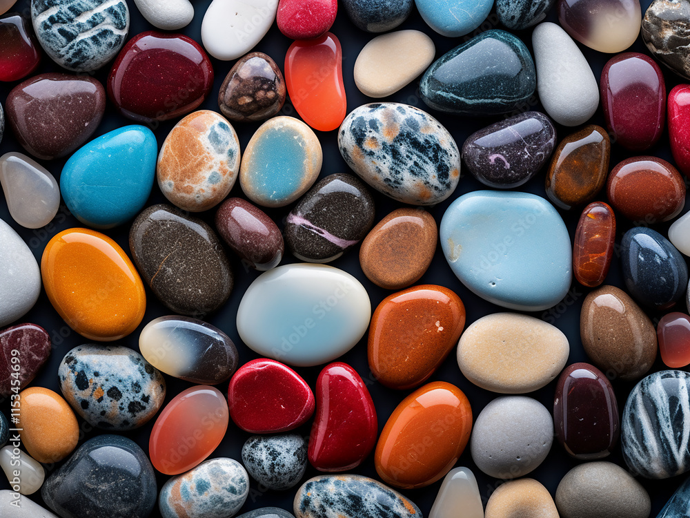 Poster colorful stone mosaic with unique patterns and hues across the surface