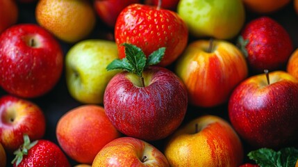 Vibrant apples in a colorful fruit arrangement