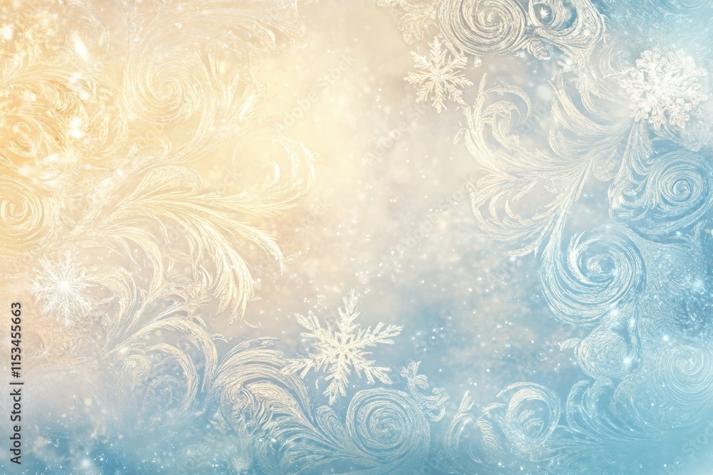 Fototapete Frost patterns create intricate winter doodles on glass reflecting seasonal textures and colors during chilly mornings. Generative AI
