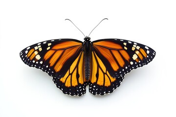 Fototapeta premium vibrant monarch butterfly with its iconic orange and black patterned wings isolated on clean white background