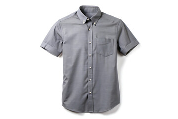 gray short sleeve shirt on white background
