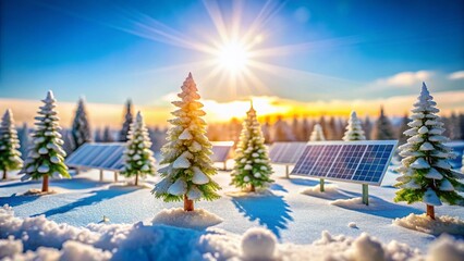 Whimsical Paper Cutout Winter Wonderland: Snowy Trees & Solar Panels