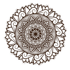Print Blossom Mandala Shape. Circular pattern in form of mandala, tattoo, decoration. Decorative ornament in ethnic oriental style. 