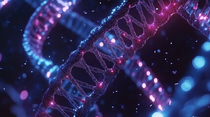 Innovative biotechnology background showcasing dna strands and molecular structures in research