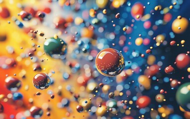 A bold splatter of multicolored paint droplets creating a dynamic and textured abstract background