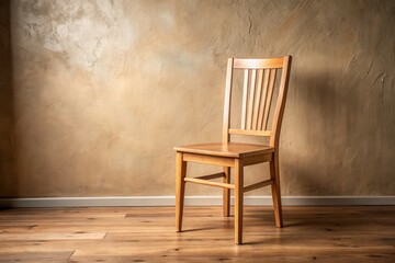 Simple Wooden Chair Medium Shot - Rustic Furniture Photography,  Wooden Chair Image,  Chair Design Stock Photo