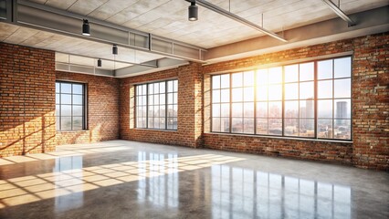 Obraz premium Wide Empty Brick Room Interior Mockup - Spacious Blank Space for Design