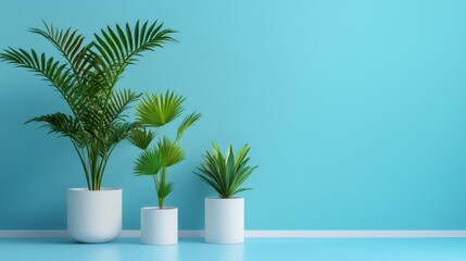 Obraz premium Minimalist indoor plant arrangement with white pots