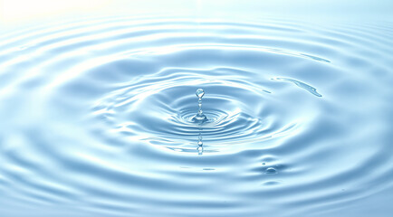 Water Drop and Ripples Background. Clean and Pure Water, Hydration, and Nature Concept.
