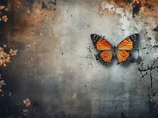 Grunge background featuring a butterfly design with a vintage feel