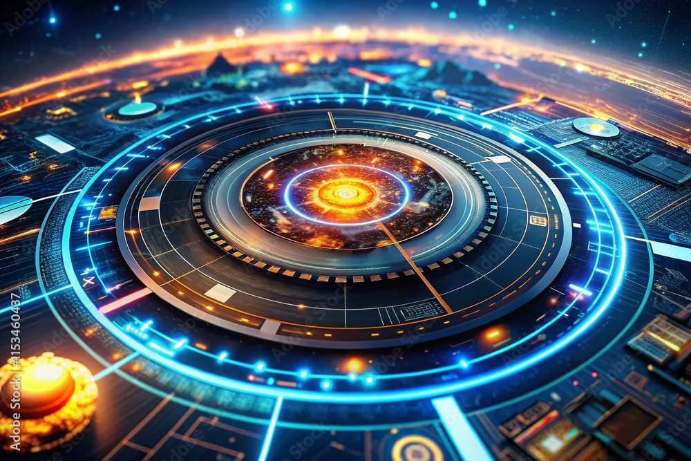 Poster futuristic hud ui ux circle abstract aerial view digital technology interface