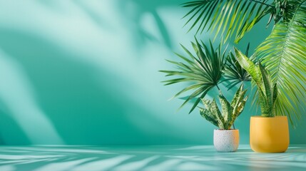 Obraz premium Modern interior with vibrant plants and green walls
