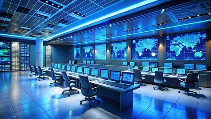 Futuristic Mission Control Center: Sleek Architecture & High-Tech Design
