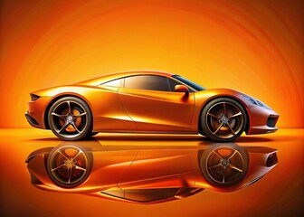 Futuristic Orange Sports Car on Vibrant Orange Background - Architectural Photography