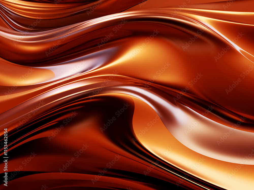 Aufkleber metallic abstract waves in a 3d rendered liquid surface with a smooth texture