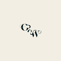 wedding monogram elegant WO bold and hairline initial letter fancy curve logo