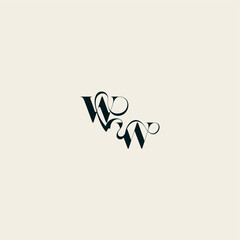 wedding monogram elegant WW bold and hairline initial letter fancy curve logo