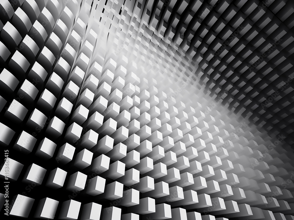 Poster abstract black and white grid texture presented in a stylized 3d rendering