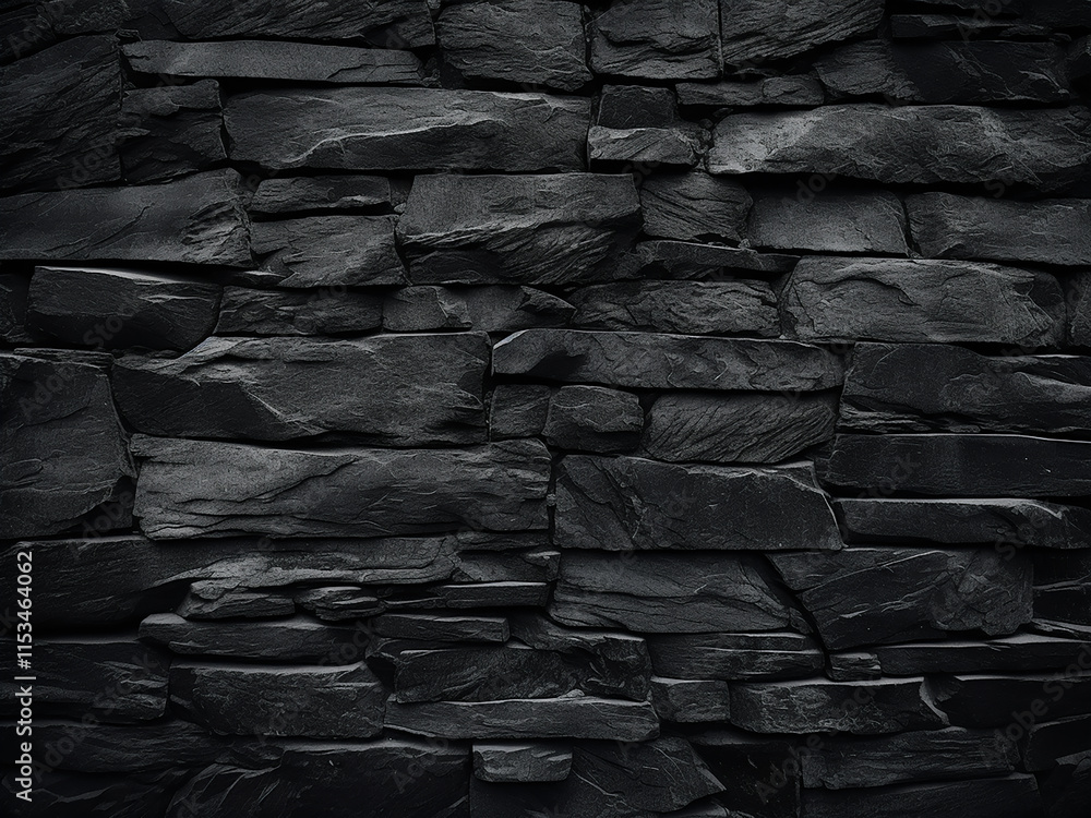 Poster a rough black stone wall texture with a grunge effect adding depth to the background