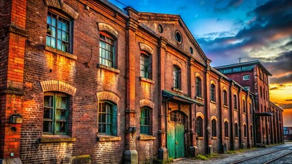 Obraz premium Yokohama Red Brick Warehouse Urban Exploration: Grungy Industrial Photography