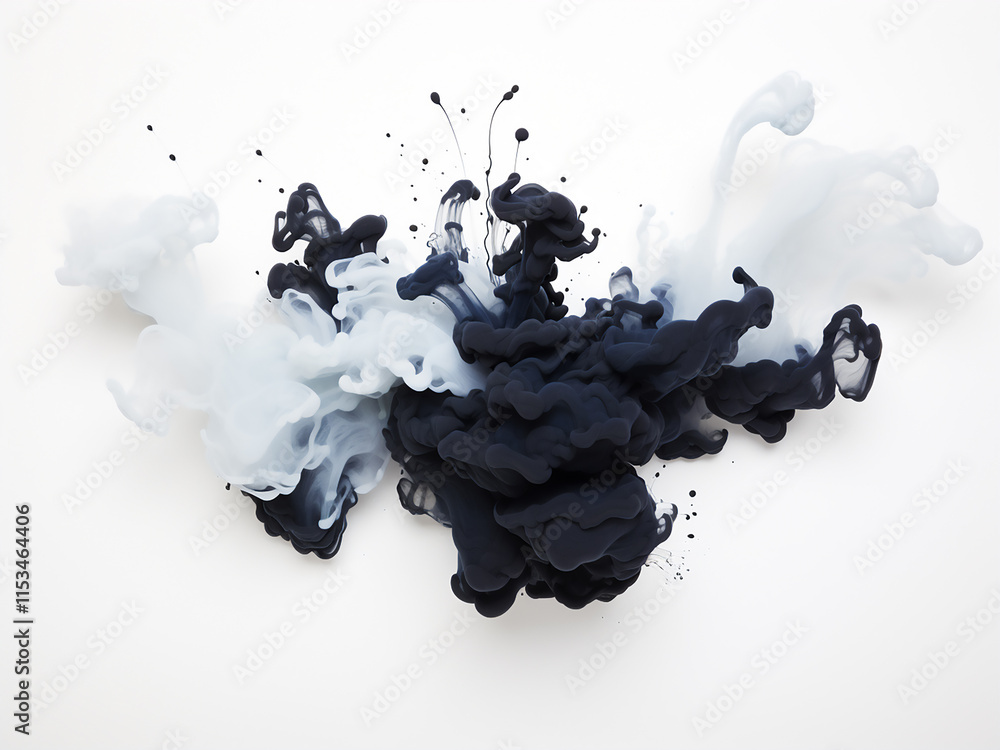 Poster ink blot dissolving on a white background with smooth edges