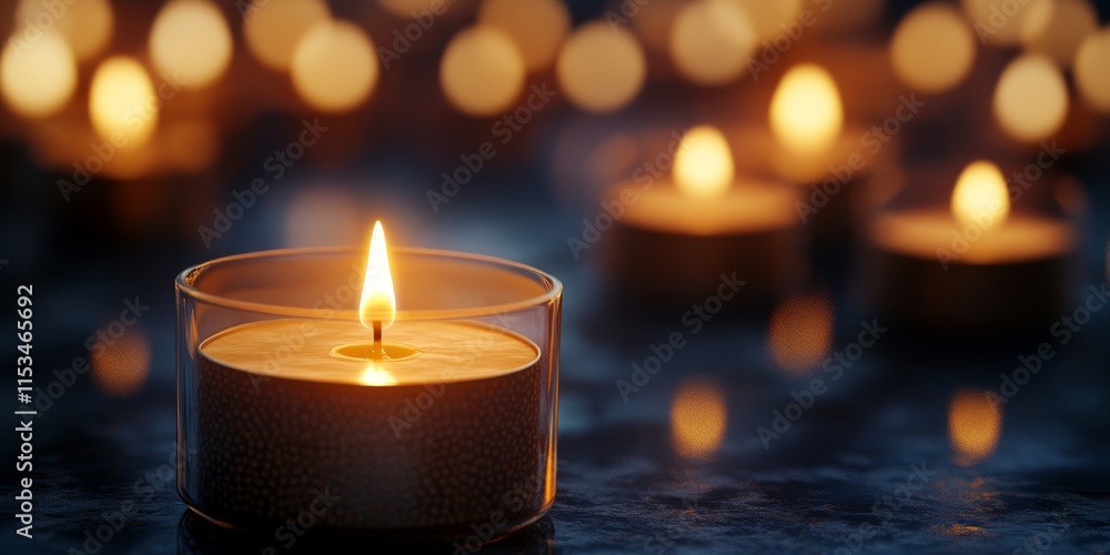 Poster glowing candles create a warm atmosphere in this abstract candle background. the burning candles fea