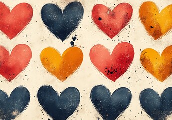 Valentine Day Group of Hearts on a White Surface