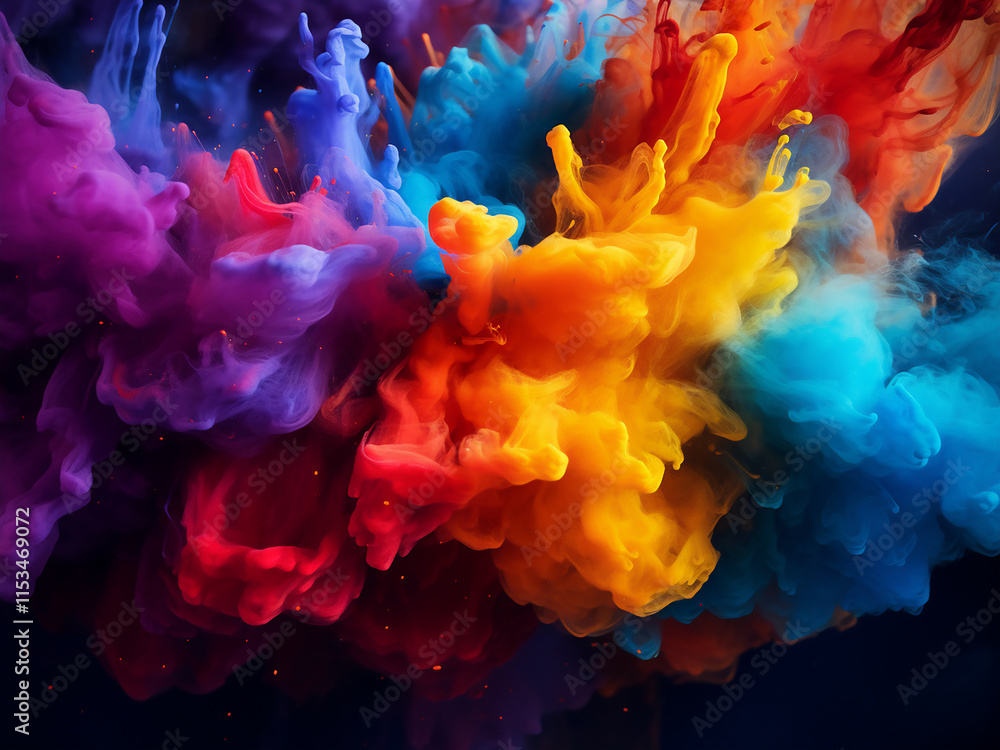 Poster color stain on a surface with abstract and irregular shapes