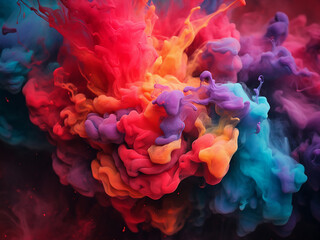 Obraz premium Colorful stain with a deep and vibrant hue spreading across the surface