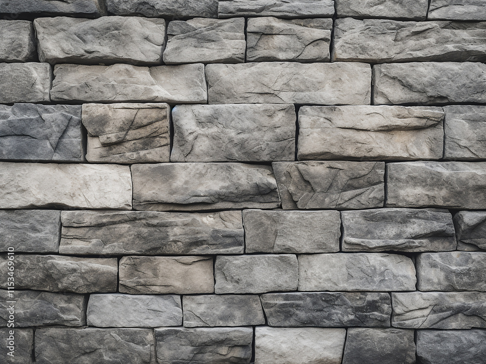 Poster gray stone block wall with a smooth textured background