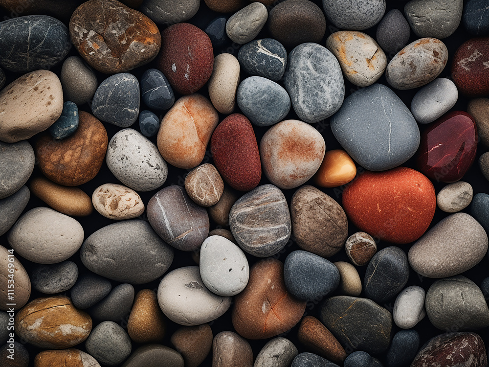 Poster stones scattered over a textured canvas background creating a natural scene