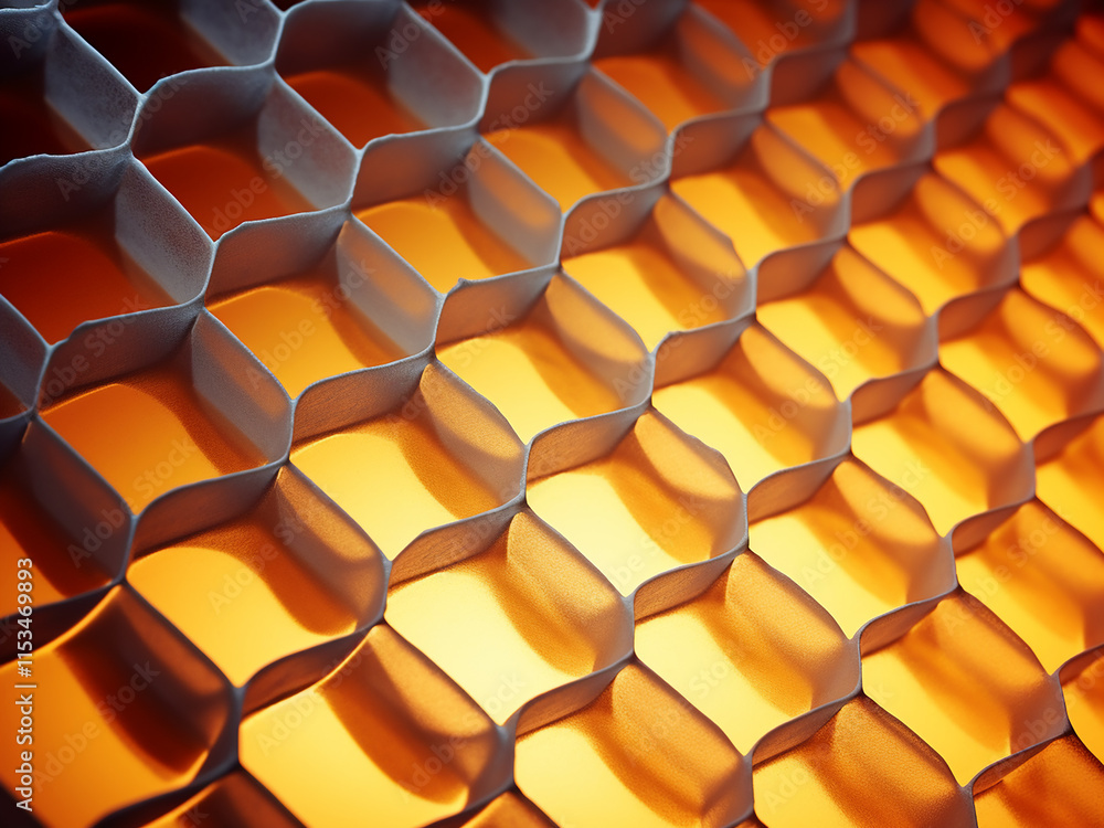 Aufkleber surreal abstract honeycomb pattern with deep shadows and bright glowing highlights