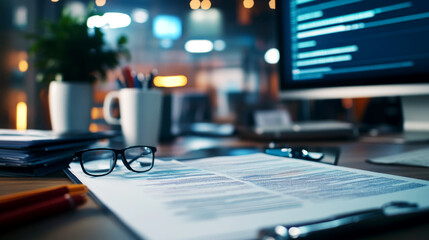 Aml approval check report process in a modern office environment with computer and documentation