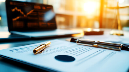 Fototapeta premium Approval process for aml check report in corporate environment document review with data analysis overview