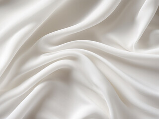 Smooth, wavy folds of white fabric texture on a soft cloth background