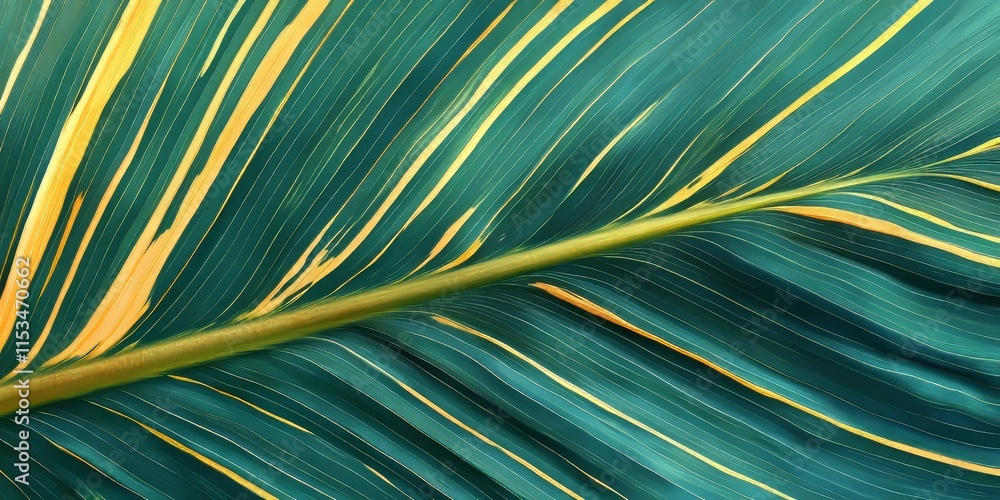 Poster striped pattern on a large leaf showcases a unique and vibrant design, highlighting the intricate de