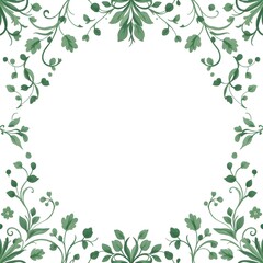 Fototapeta premium Delicate green floral border, botanical illustration