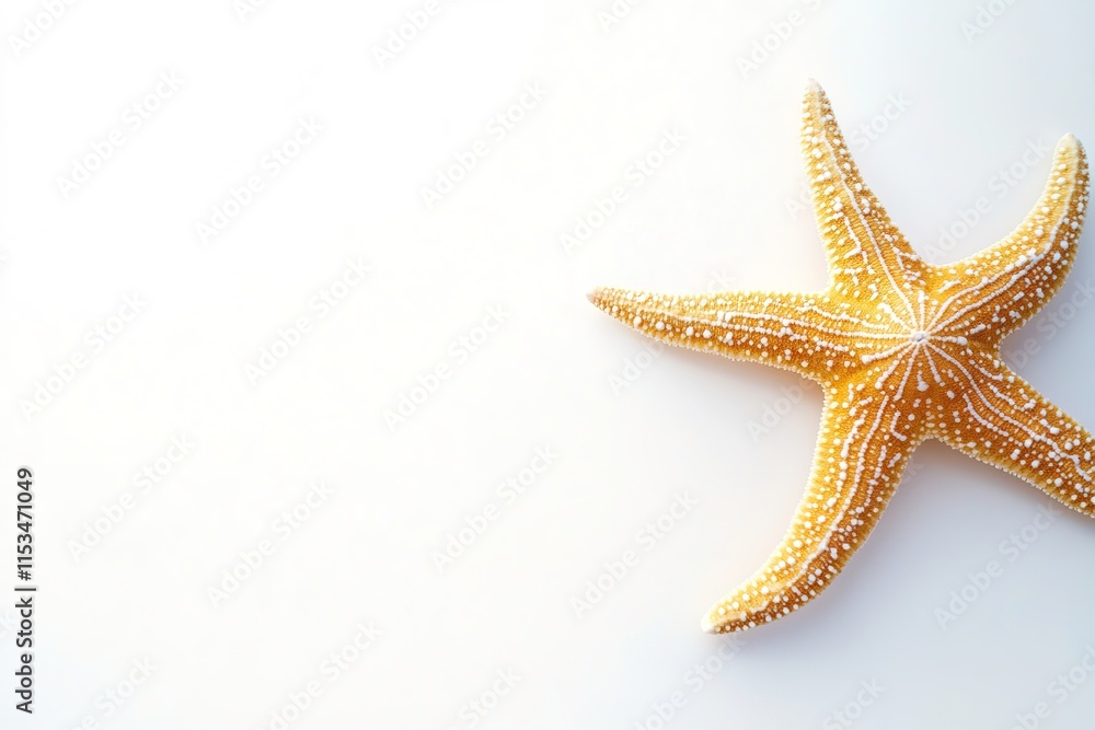 Poster starfish isolated on white background with subtle shadow underneath it creating soft visual contrast