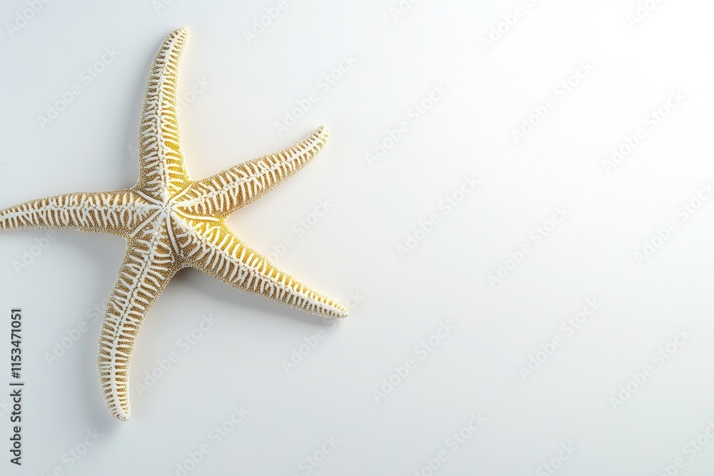 Poster starfish isolated on white background with subtle shadow underneath it creating soft visual contrast