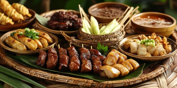 Delicious food options for breaking fast during Ramadan include a variety of Ramadan food such as lemang, ketupat, ketupat palas, beef rendang, chicken rendang, and serunding, often enjoyed together.
