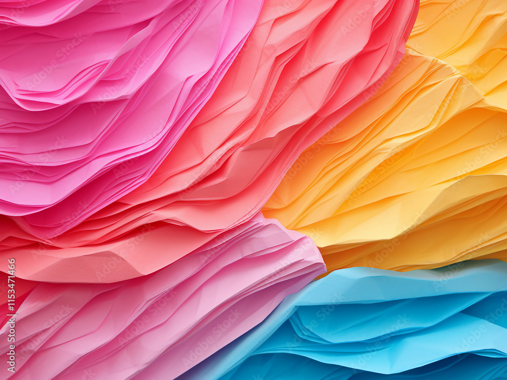 Poster colorful handmade paper with intricate patterns creating a vibrant design