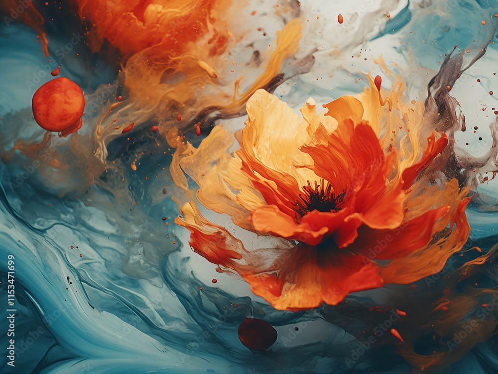 Aufkleber digital painting effect on a textured surface with abstract artistic elements