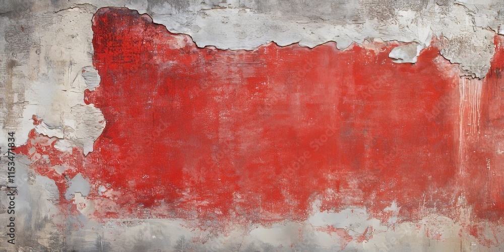 Poster textured old concrete wall with a striking red background, creating a vivid contrast and adding an u