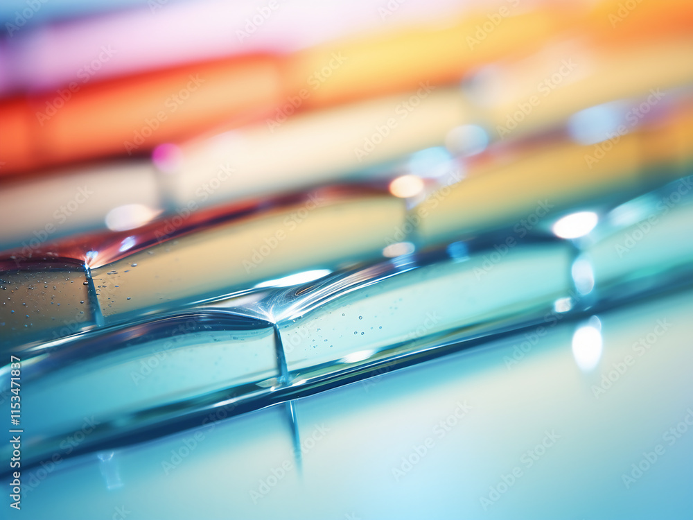 Poster close-up of translucent glass surface with light refracting through uneven texture