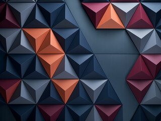 Abstract arrangement of triangular paper shapes forming a unique design
