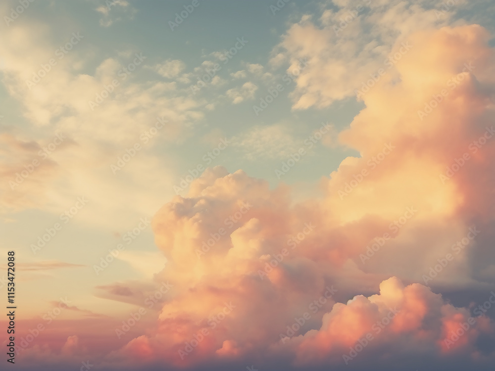 Poster abstract vintage sky with soft clouds creating a dreamy natural backdrop